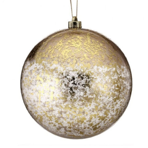 Gold 8" Metallic Leaf VP Ball Ornament, thetreeboutique.ai