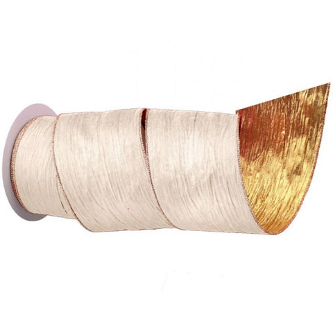 4"x10Y Crinkle Velvet Gold Back Ribbon