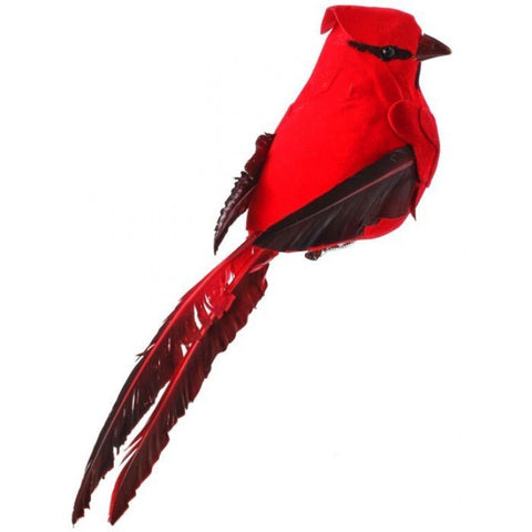 10" Velvet/Feather Cardinal Clip Ornament