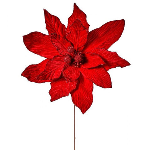 30" Red Poinsettia Stem