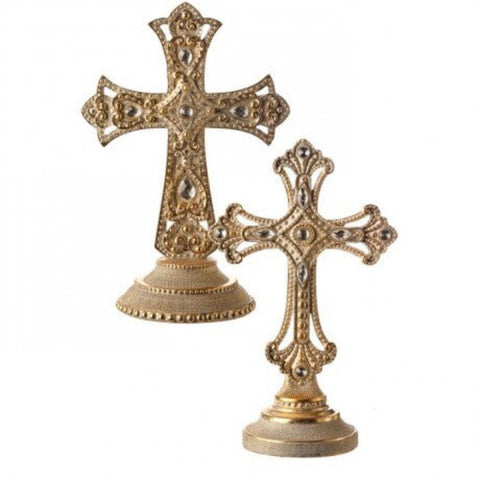 9" Jeweled Cross on Base – Assorted Set of 2, shoptreeboutique.com