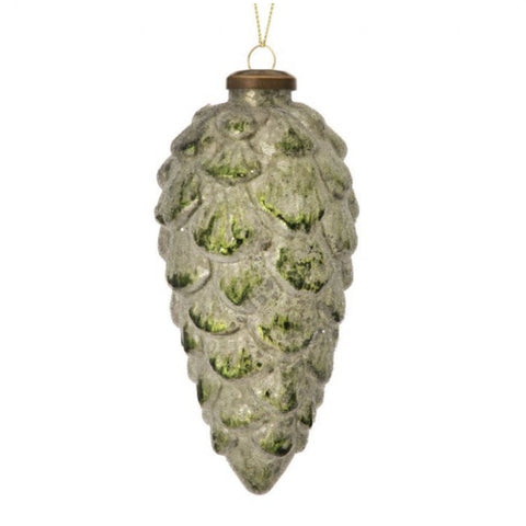 6.5" Beaded Mercury Glass Pine Cone Ornament, thetreeboutique.ai