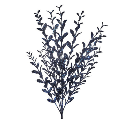 22" Glitter Sequin Boxwood x12 Spray - Navy, thetreeboutique.ai