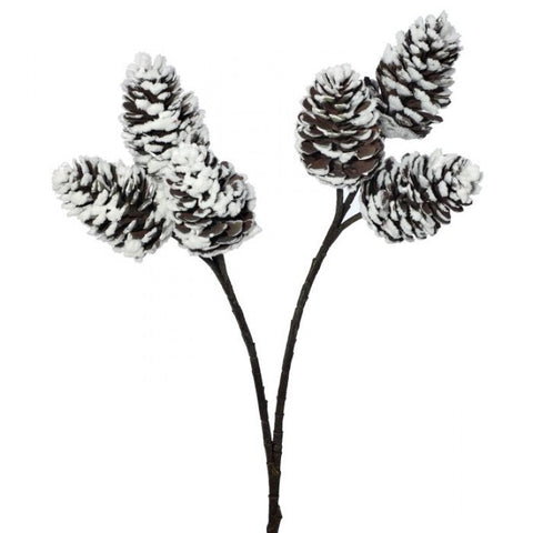 32" Plastic Ice Pine Cone Spray