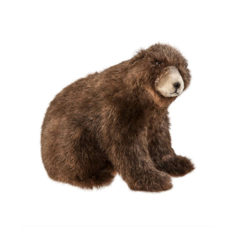 10" Stuffed Sitting Feaux Fur Brown Bear, thetreeboutique.ai