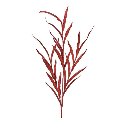 34"Glitter Sequin Blade Grass Spray X3 - Red, thetreeboutique.ai