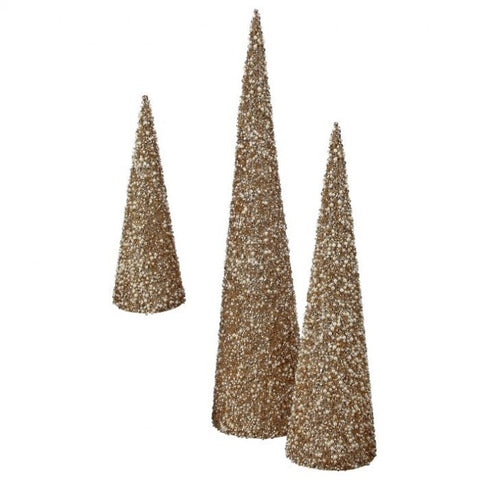 Glitter Cone Trees – Set of 3 - Gold, shoptreeboutique.com