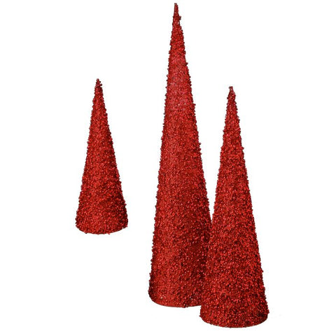 Glitter Cone Trees – Set of 3 - Red, shoptreeboutique.com