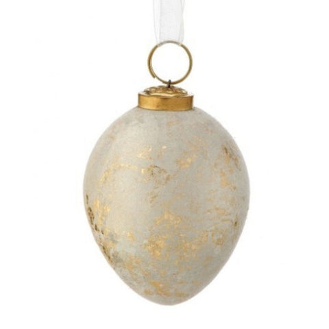3.5" Glass Velvet Egg Ornament with Gold Foil, thetreeboutique.ai