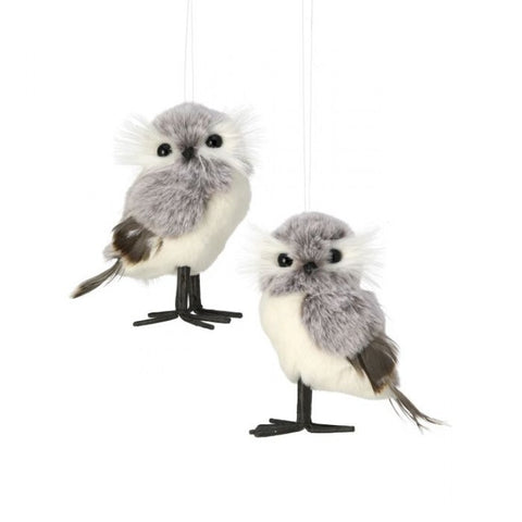 5" Fur with Feather Winter Owl Ornament