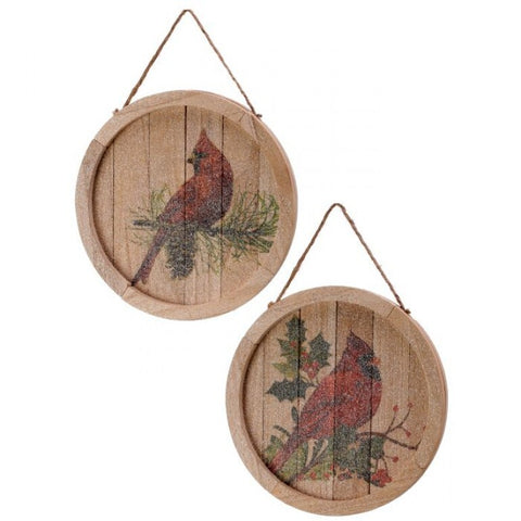 9" MDF Cardinal with Branch Ornament