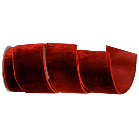 4" Sheldon Velvet Metallic Back Ribbon, Burgundy | 10 Yards, shoptreeboutiqe.com