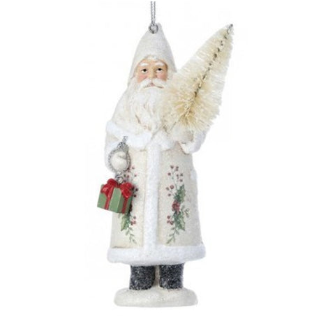 5" Santa with Etched Berry & Tree Ornament, shoptreeboutique.com