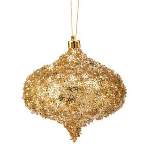 4" Metallic Gold Snowflake Onion Ornament, shoptreeboutique.com