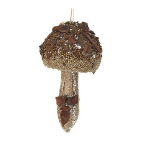 4" Glitter Narrow Top Mushroom Ornament, thetreeboutique.ai