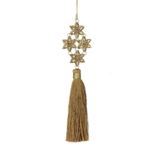 8" Jewel Fleurette with Tassel Drop Ornament, thetreeboutique.ai