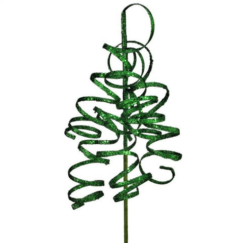 26" Glitter Curly Q Spray, Green, shoptreeboutique.com