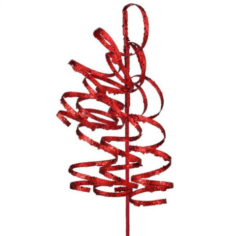 26" Glitter Curly Q Spray, Red, shoptreeboutique.com