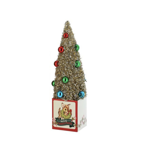 12" Retro Gift Box With Tree - Deer, thetreeboutique.ai