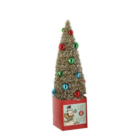 12" Retro Gift Box With Tree - Snowman, thetreeboutique.ai