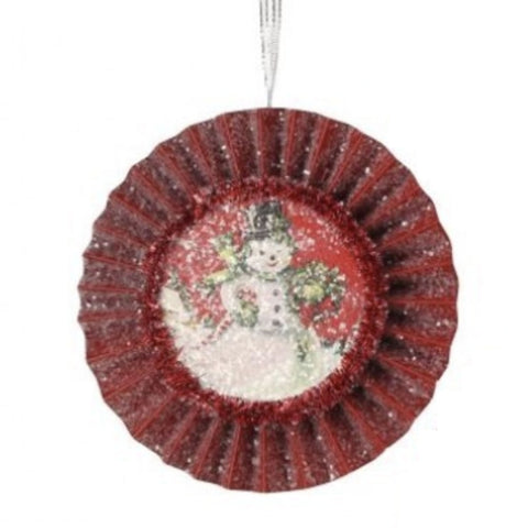 5" Cardboard Retro Pendant Ornaments - Snowman, thetreeboutique.ai