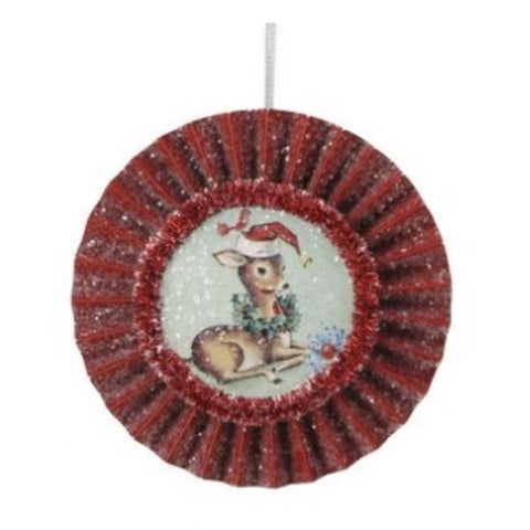 5" Cardboard Retro Pendant Ornaments - Reindeer, thetreeboutique.ai