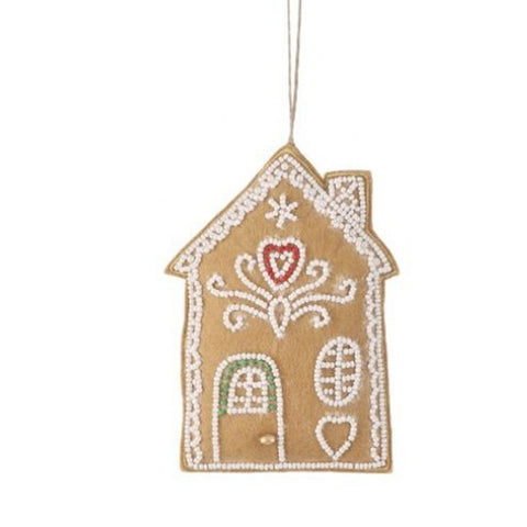 5.5" Embroidered & Beaded Gingerbread 2-story Ornament, shoptreeboutique.com