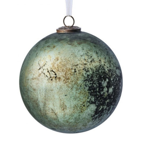 8" Antique Rustic Ball Glass Ornament, thetreeboutique.ai