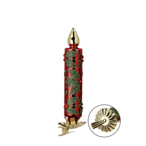 5" Retro Glass Candle Clip Ornament - Red, thetreeboutique.ai