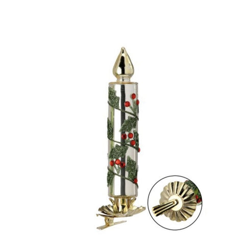 5" Retro Glass Candle Clip Ornament - Silver, thetreeboutique.ai