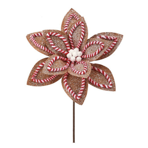 22" Sugar Spice Poinsettia Stem - Brown thetreeboutique.ai
