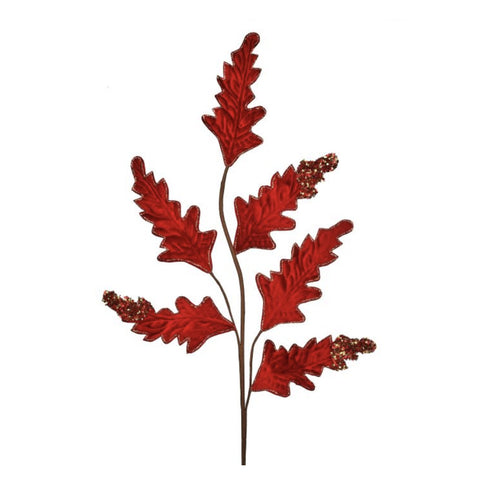 32" Glitter Velvet Acanthus Spray - Red, thetreeboutique.ai