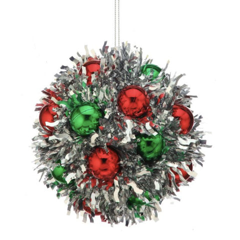 5" VP Tinsel Ball Ornament, thetreeboutique.ai