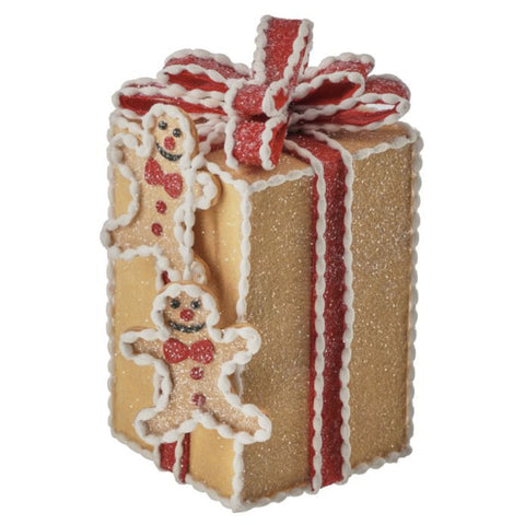 8" Gingerbread Gift Box Ornament, thetreeboutique.ai