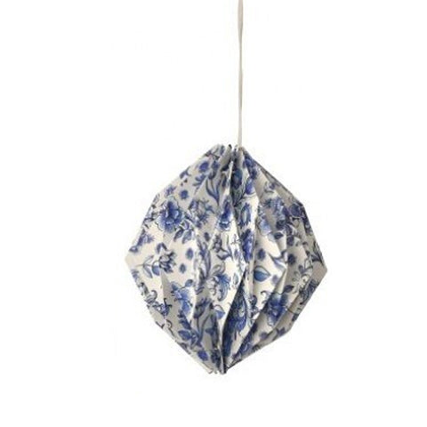 4" Printed Paper Ornament - Oval Shape, Blue and White, shoptreeboutique.com