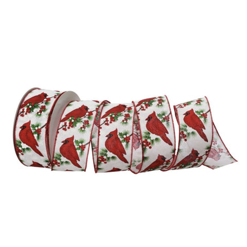 2.5"X 20Y Cardinal and Berry Cotton Ribbon, thetreeboutique.ai