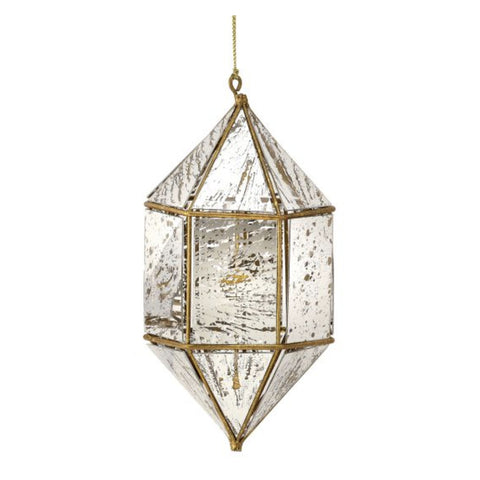 5.5" Glass Geometric Mercury Finial - Diamond, thetreeboutique.ai