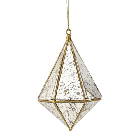 6" Glass Geometric Mercury Finial - Pentagon, thetreeboutique.ai