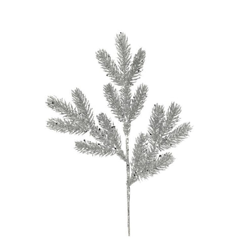 21" Sequin Glitter Spruce Spray - Silver, thetreeboutique.ai