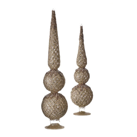 16.5 & 22" Peral with Sequin Glass Finials - Set of 2, thetreeboutique.ai