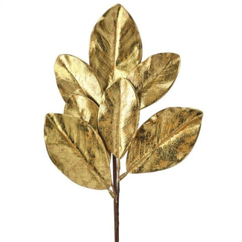 24" Gilded Magnolia Leaf Spray - Gold, shoptreeboutique.com
