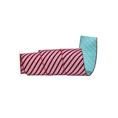 4" Velvet Felt Peppermint Ribbon, Red & White | 5 Yards