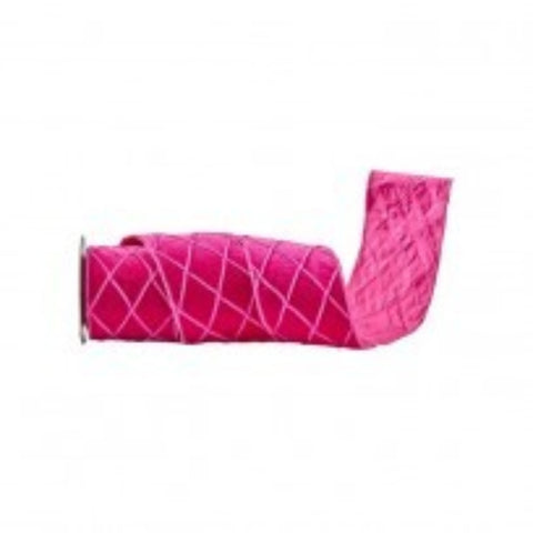 4" Trellis Velvet Ribbon - Hot Pink, shoptreeboutique.com