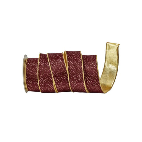 2.5" Foil Print Velvet Ribbon, Burgundy | 10 Yards, shoptreeboutique.com