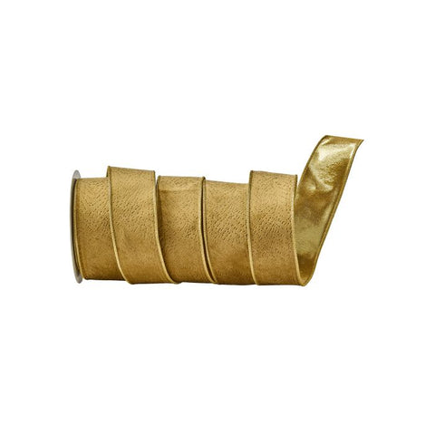2.5" Foil Print Velvet Ribbon, Camel | 10 Yards, Shoptreeboutique.com