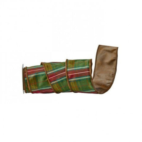 4" Dupion Holiday Plaid & Faux Leather Ribbon, shoptreeboutique.com