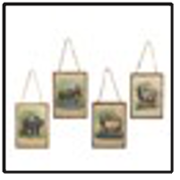 6" Mountain Animal Textured Paper on Wood Ornament