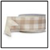 2.5" x 10 Yds Beige Gingham Ribbon