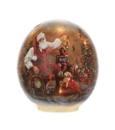 6" GLS LED/BTY/TMR SANTA W/TOYS GLOBE