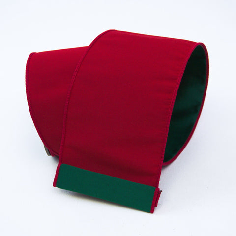 4" Emerald & Red Two Tone Taffeta Ribbon \ 10 yards, shoptreeboutique.com